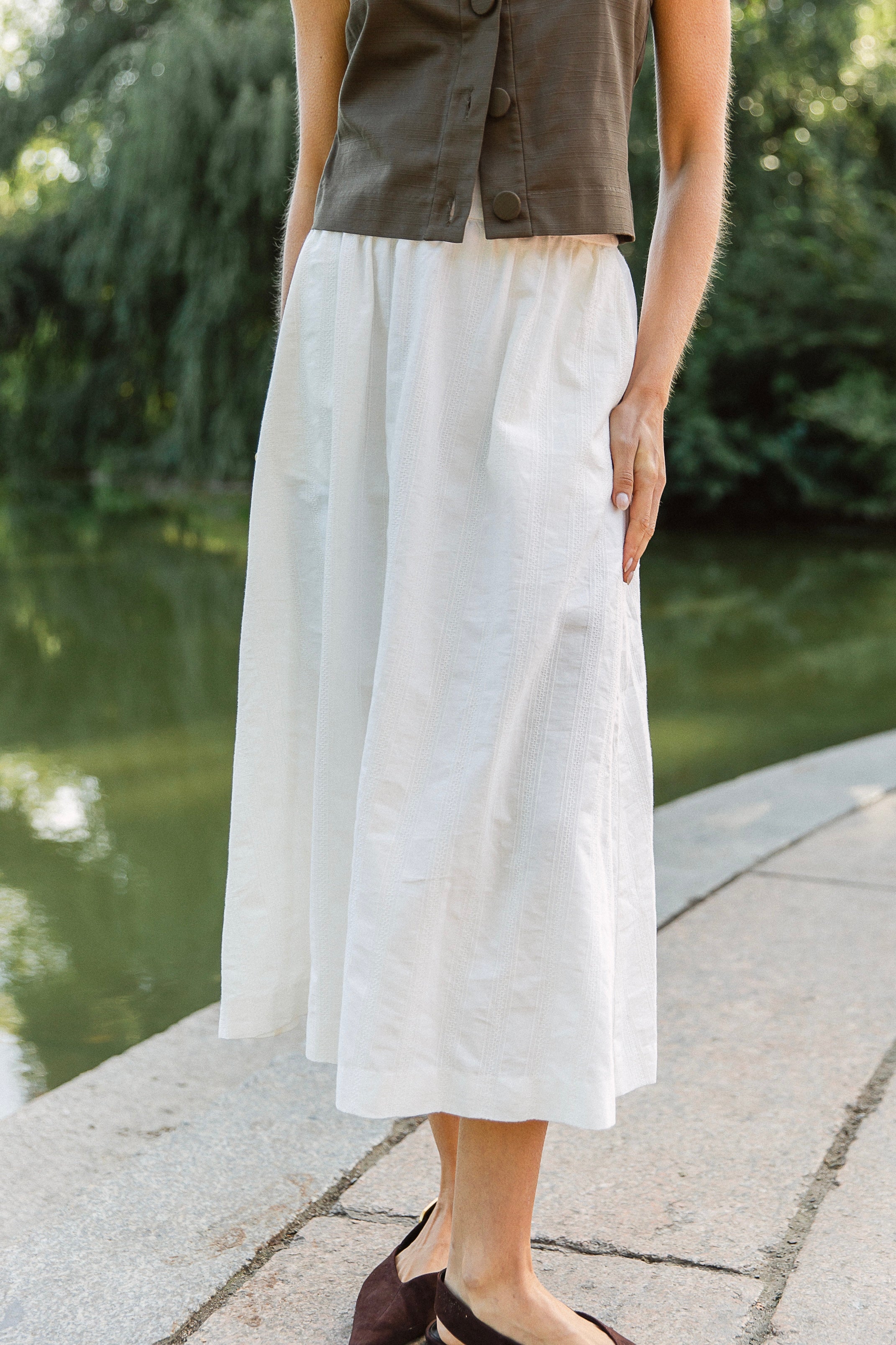Harbor Skirt | Embroidered White