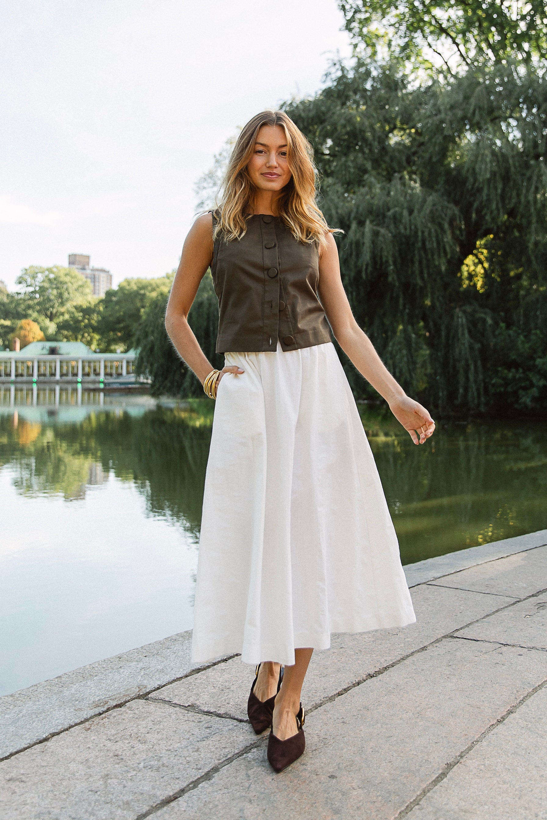 Harbor Skirt | Embroidered White